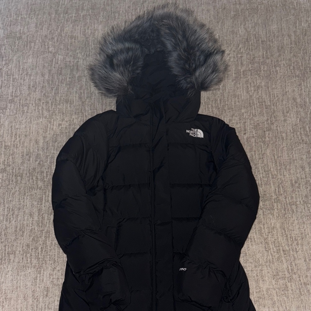 The North Face Black Puffer Jacket with Faux Fur Trim
